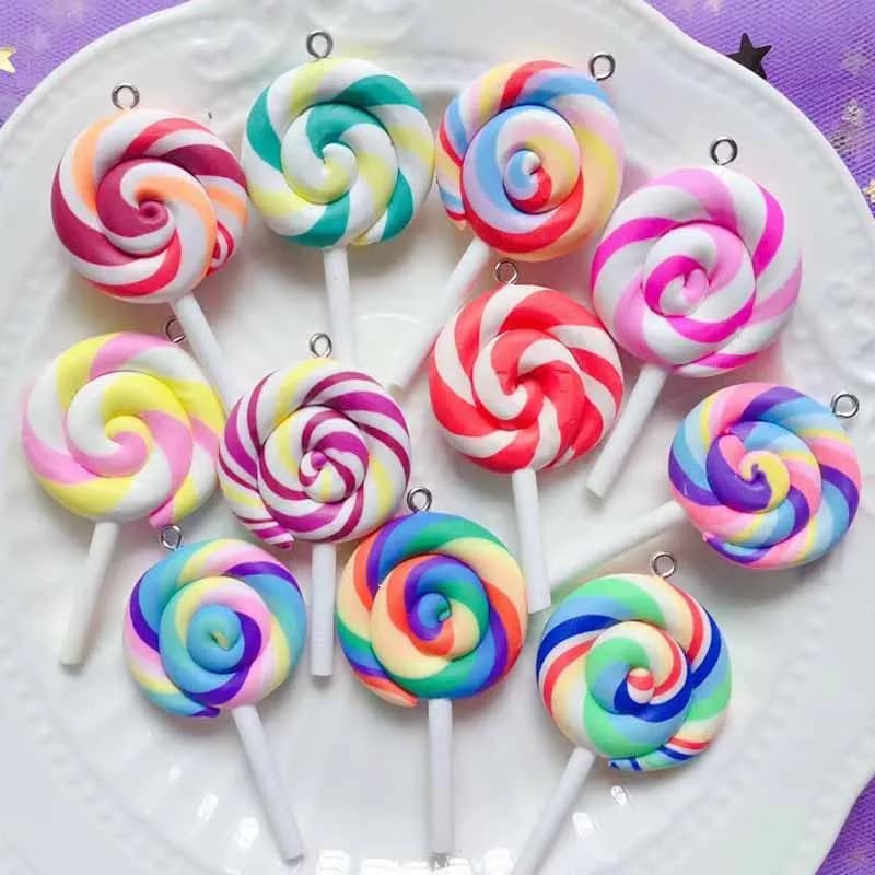 10 jolies sucettes pour faire semblant de jouer à la nourriture, pendentifs, artisanat, bijoux faits à la main pour boucle d'oreille, collier, porte-clés