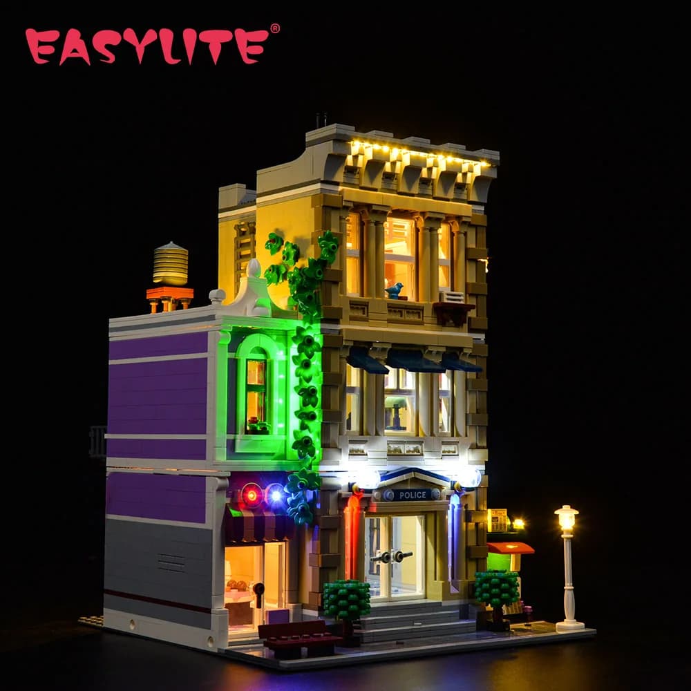 EASYLITE-Kit d'éclairage LED pour poste de police, 10278 pièces, jouets à monter soi-même, modèle uniquement, pas de blocs de construction