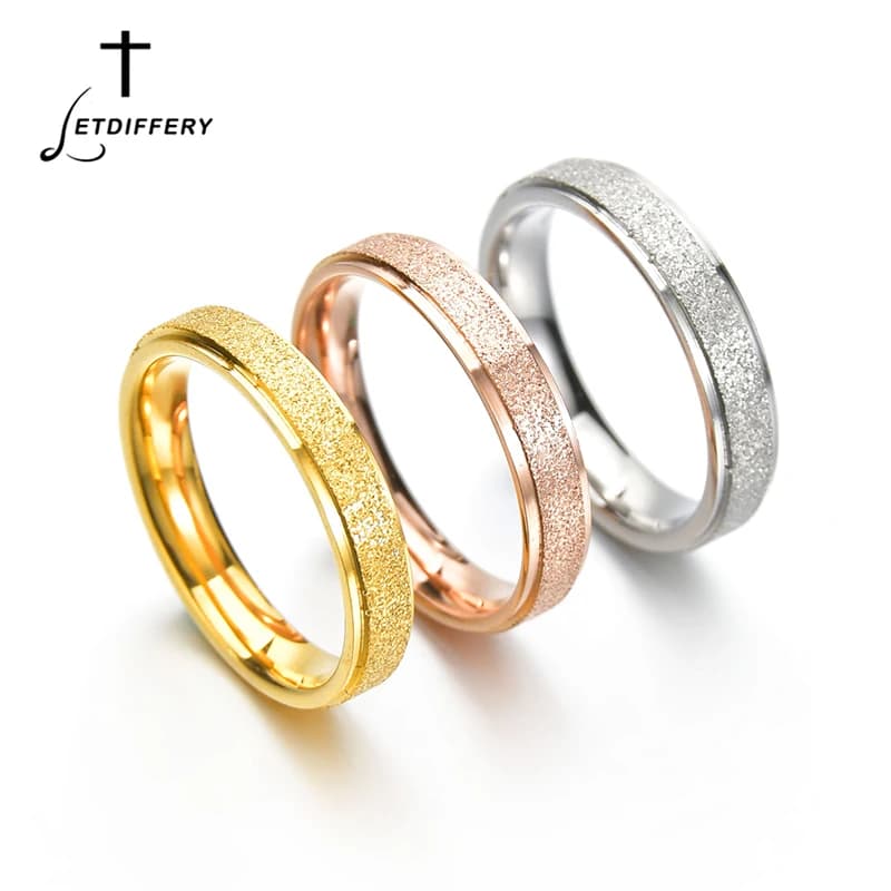 Letdiffery – bagues pour femmes de 4mm, en acier inoxydable givré, bijoux de style simple pour filles, livraison directe