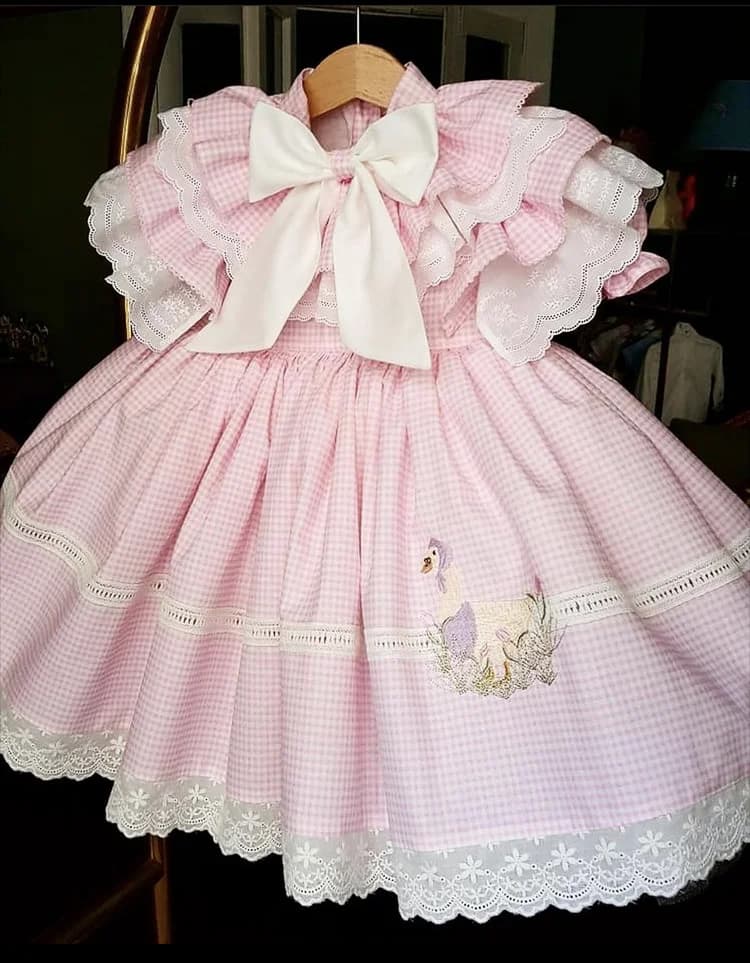 Bébé fille été canard broderie rose Plaid turc Vintage robe de bal robe de princesse pour pâques Eid fête d'anniversaire B257