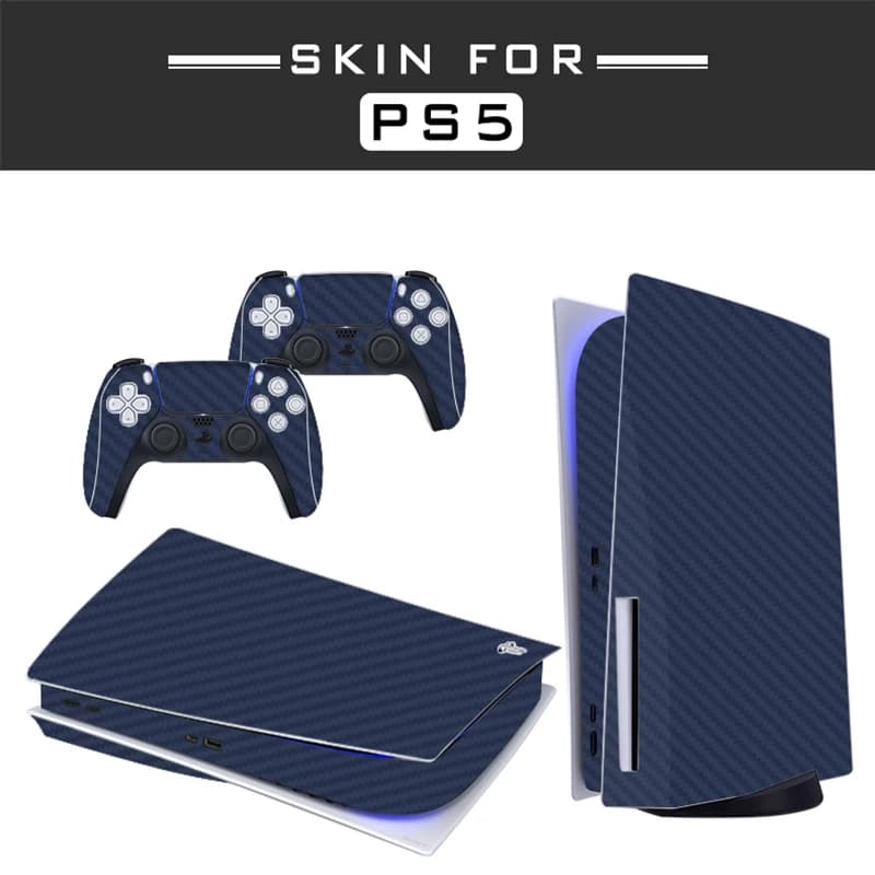 Coque de protection PS5 en fibre de carbone, édition disque standard, autocollant de peau, housse de décalcomanie pour manette de console PlayStation 5