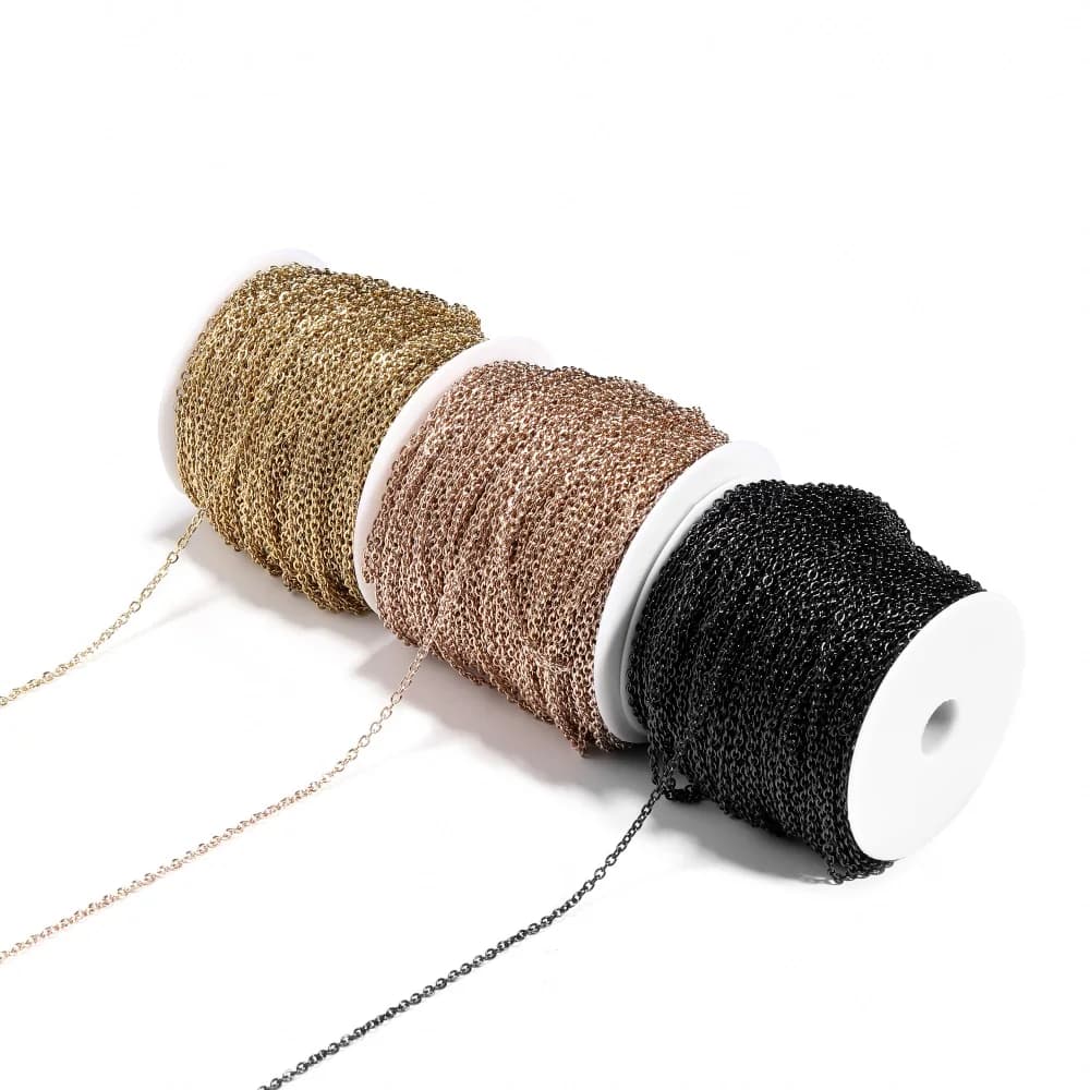 Colliers de la présidence en or en acier inoxydable, croix de largeur 1.2-3mm, 2-5 m/lot, lien équivalent pour bijoux de bricolage, fournitures exécutives, accessoires