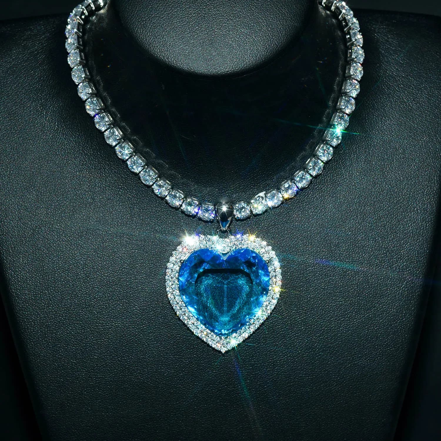 Collier Titanic Coeur Mer pour Femme, Clip Bleu-Rouge, Pendentif Romantique, Bijoux de Mariage, Cadeaux Chauds, Mode