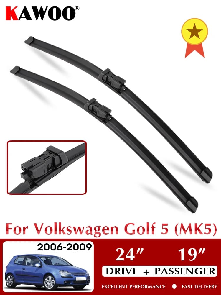 KAWOO – balai d'essuie-glace avant de voiture, lave-glace pour pare-brise de VW Golf 5 V MK5 2006 – 2009 LHD RHD 24 "+ 19"