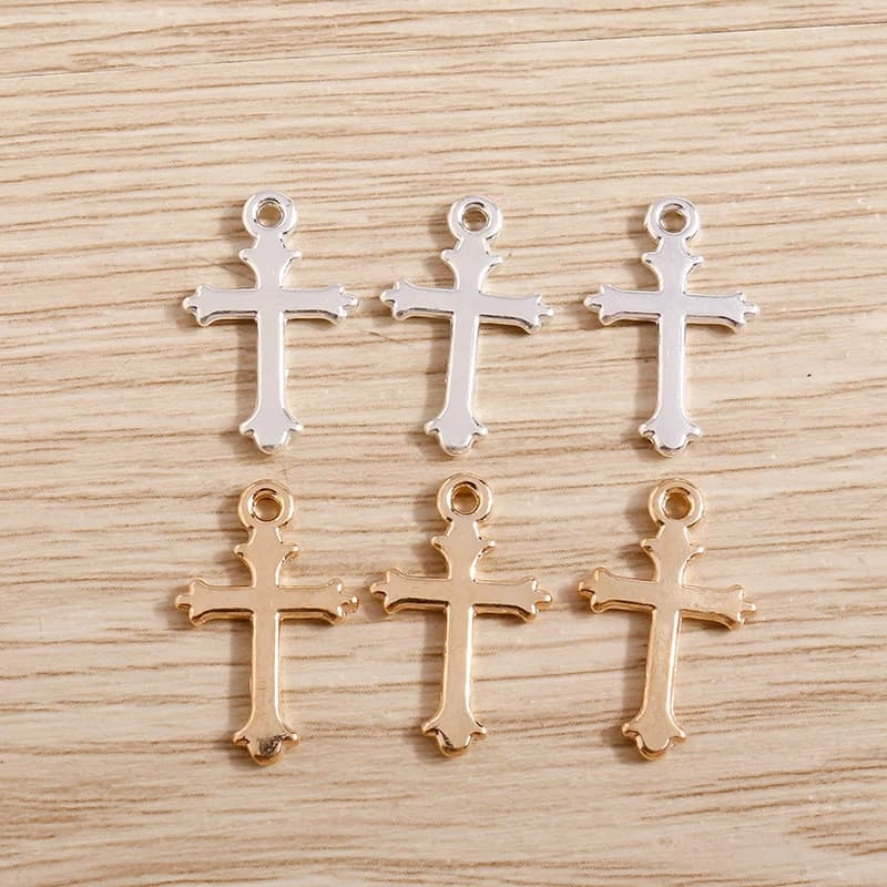 Breloques croix en métal, colliers de la présidence, bracelets de bricolage, document exécutif en or, artisanat fait à la main, recherche de bijoux, 40 pièces, 12*19mm