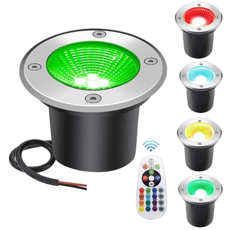 Lampe LED imperméable à l'eau 10W avec télécommande 12V 24V, éclairage encastrable pour le sol, le jardin, le chemin, le parc