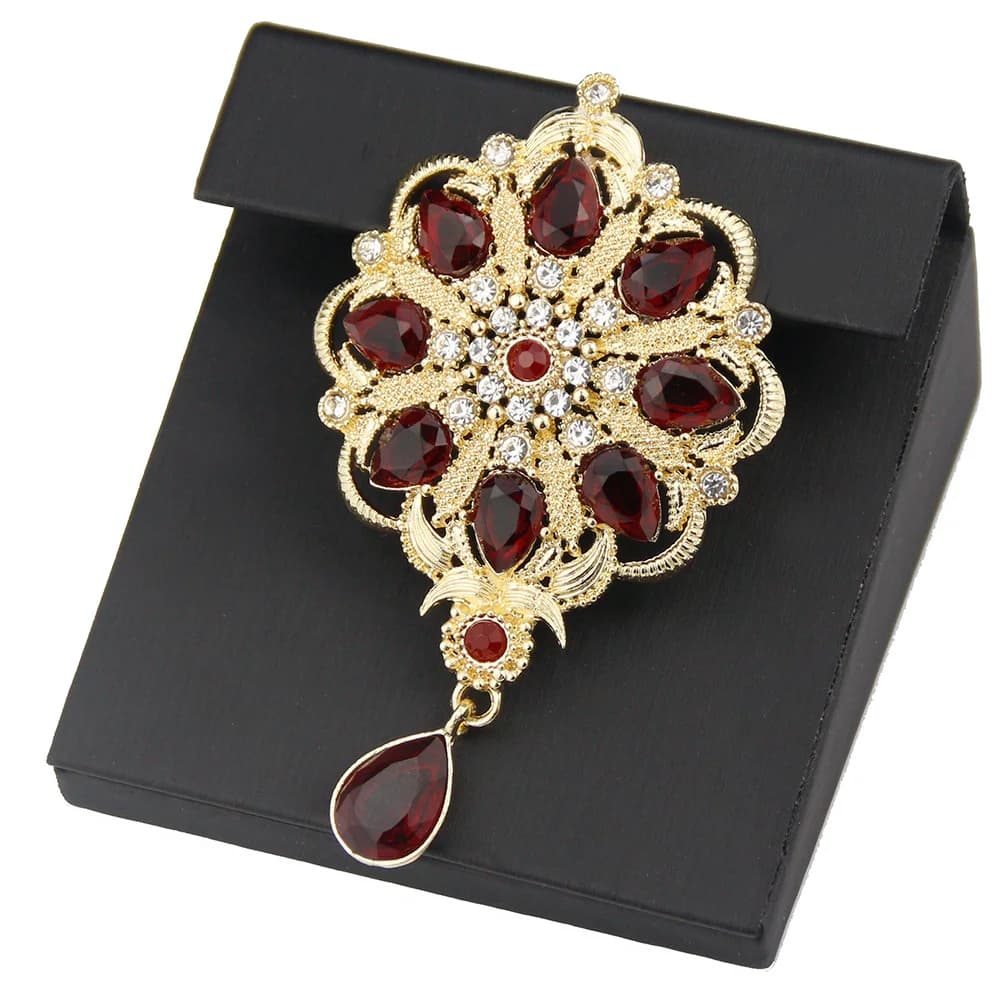 Sunspicems 18K couleur or cristal femmes broche maroc Caftan broche broches tournesol algérie Bijoux arabe mariée Bijoux de mariage