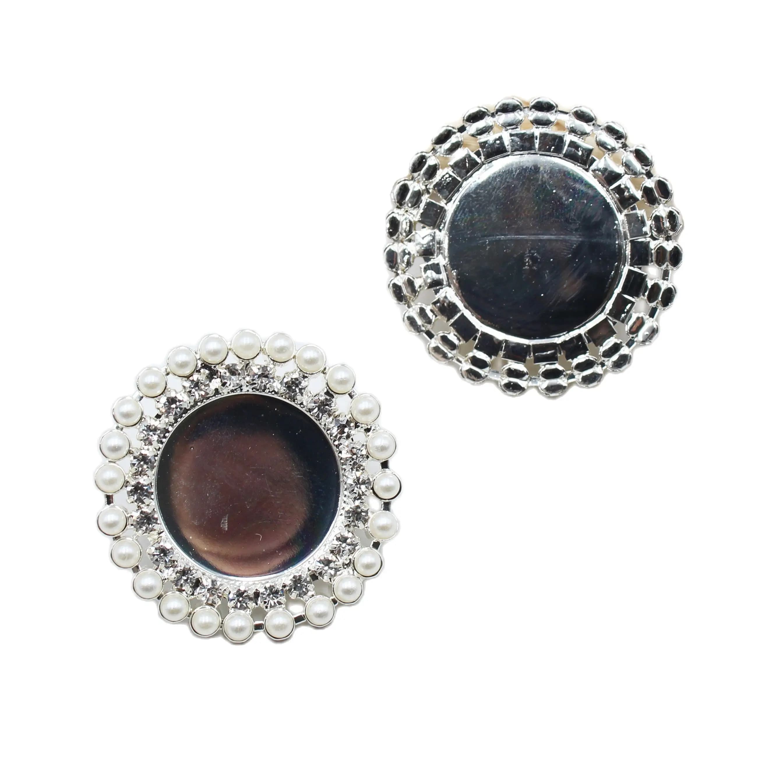 Double couche de perles et strass, Film négatif, 2 pièces, 42mm/intérieur 25mm, boutons décoratifs, couvercle de clé