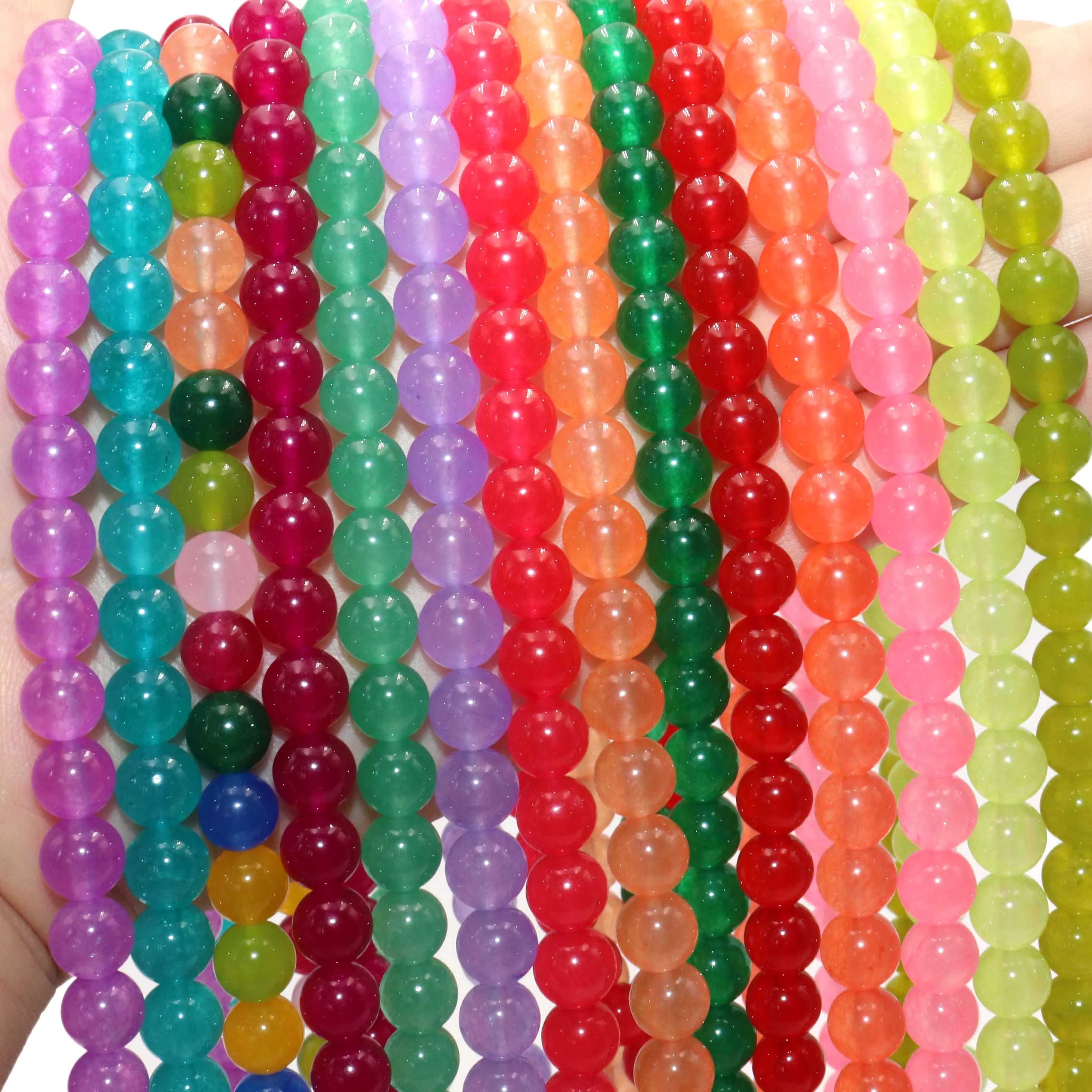 Pierre naturelle ronde colorée Jades Agates perles d'espacement en vrac pour la fabrication de bijoux bracelet à bricoler soi-même boucles d'oreilles accessoires 4/6/8/10/12mm