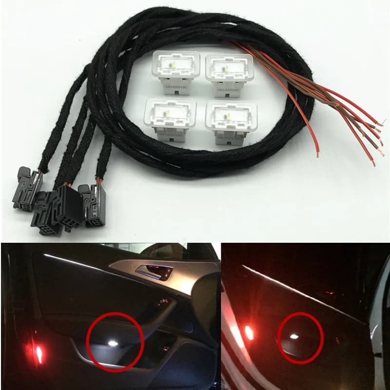 Éclairage d'ambiance LED pour garniture de porte, éclairage de boîte de rangement, éclairage de boîte à débris intérieure de porte + faisceau de câblage pour Audi A4 S4 A5 A6 A7 A8