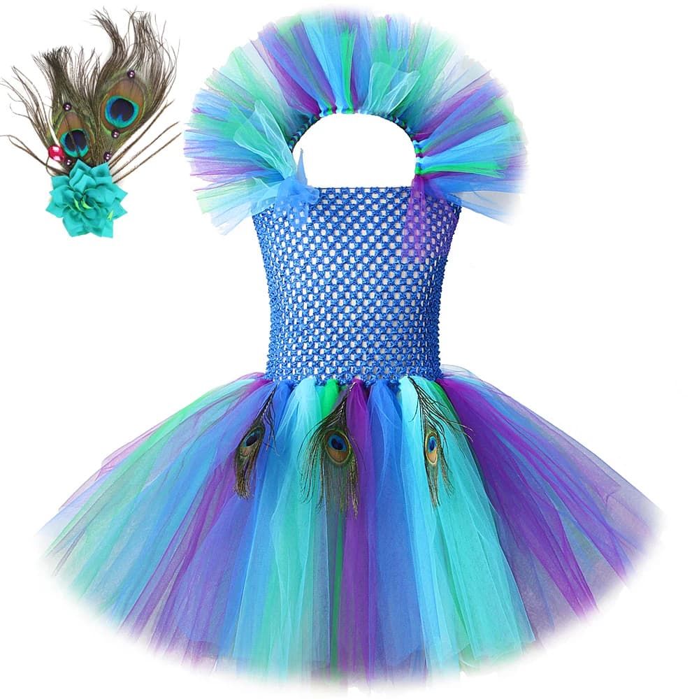 Robe Tutu Paon Princesse pour Bol, Costumes d'Halloween, Robes de Barrage, Tenue de brev, ixd'Anniversaire, Spectacle pour Enfants