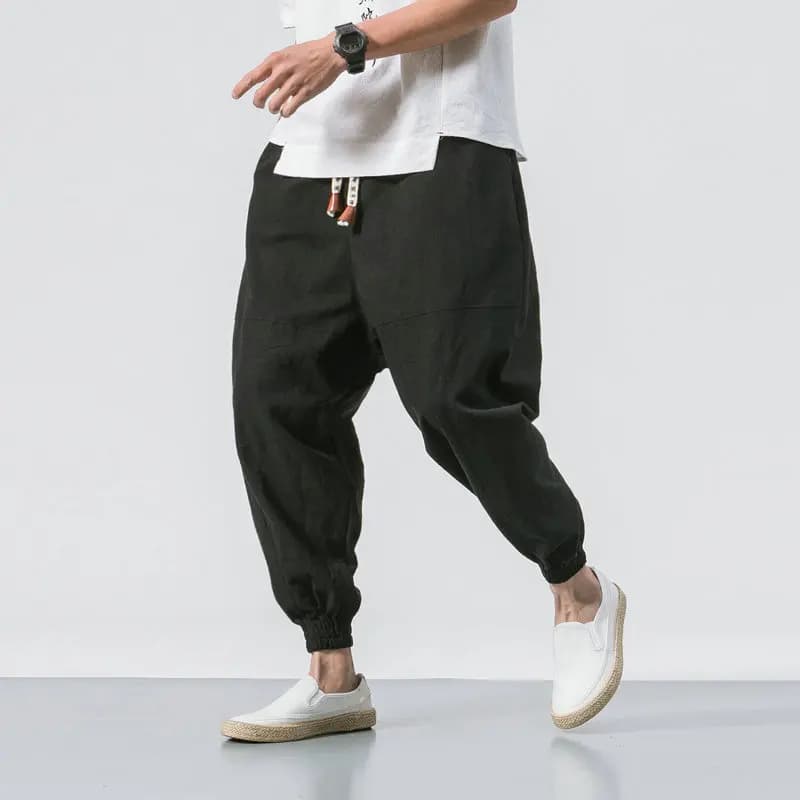 Nouveaux pantalons de Jogging pour hommes Streetwear ample décontracté coton lin pantalon homme sarouel Harajuku surdimensionné hommes pantalons de survêtement 5XL
