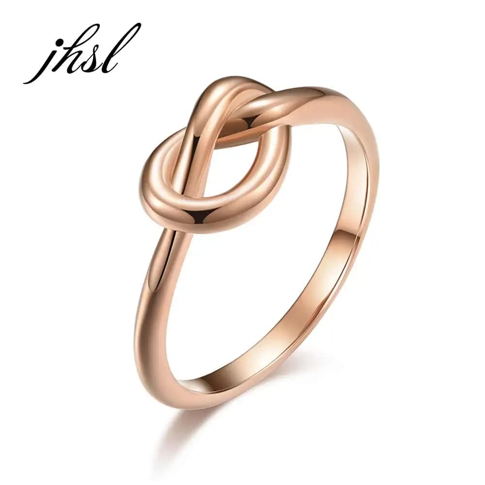 JHSL marque 2mm luxe en acier inoxydable femmes anneaux noir Rose or argent couleur taille américaine 4 5 6 7 8 9 10 11