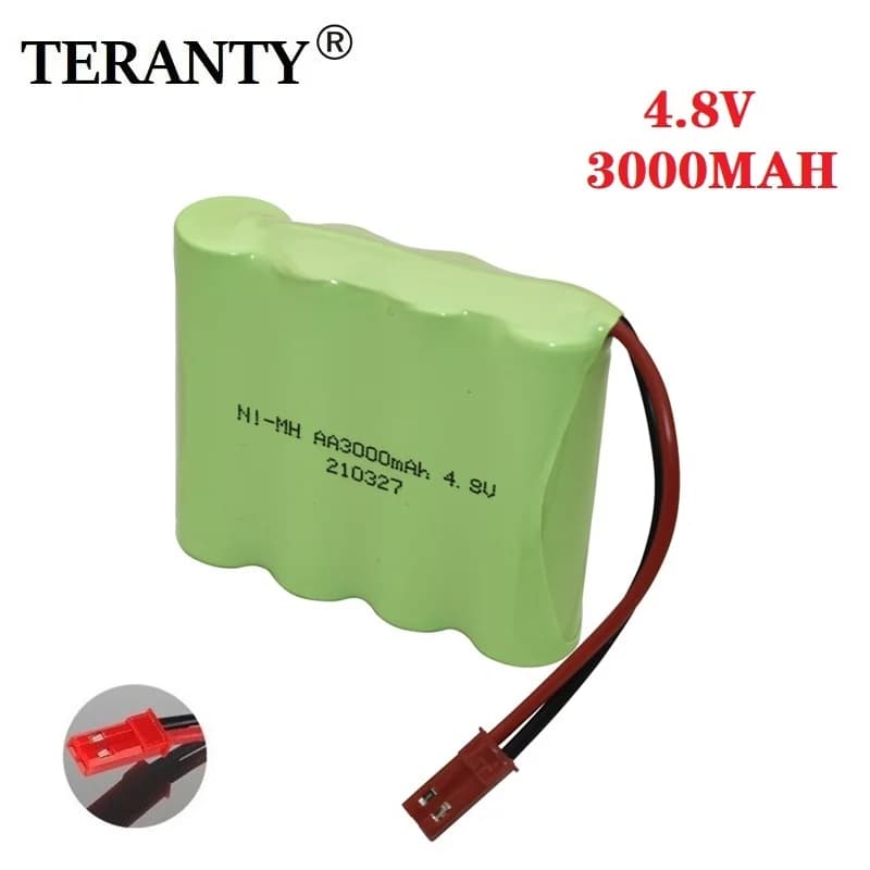 Batterie NiMH 4.8v 3000mAh pour voitures RC, robots, chars, canons, bateaux, batterie rechargeable AA 4.8v avec prise JST, 1 à 5 pièces