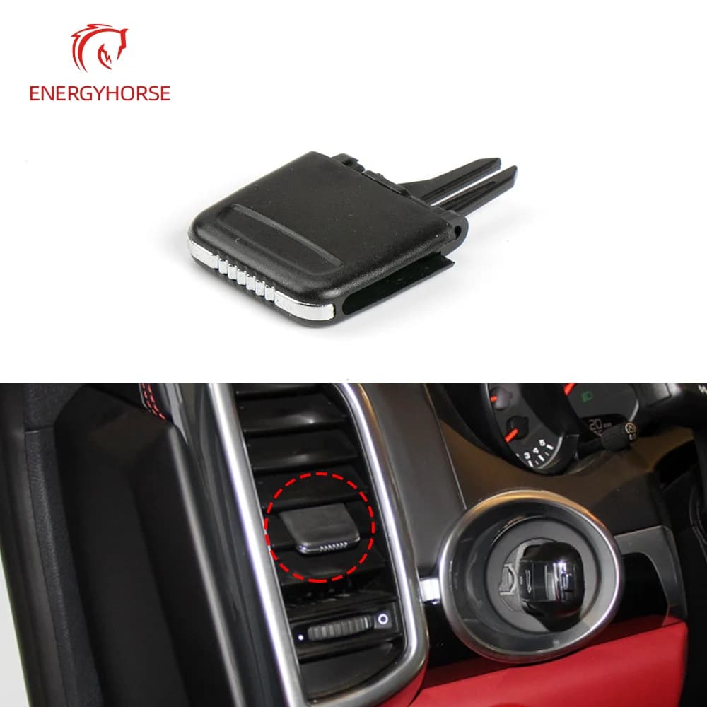 Réinitialisation de languette de sortie d'aération de voiture, palette de ventilation de climatiseur avant, broderie Porsche enne, 2011-2016