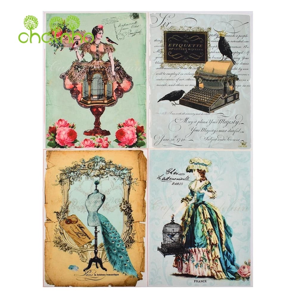 Tissu en toile de coton teint à la main, série Palace, pour bricolage, couture et sac à main matelassé, matériel de décoration de couverture de livre, 15x20 cm/pièce, CHD59