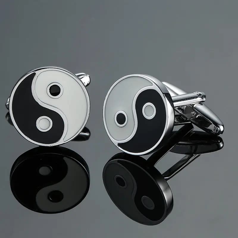 Taiji – boutons de manchette en métal pour hommes, boutons de manchette en métal, costume d'affaires, broche cadeau, nouveauté