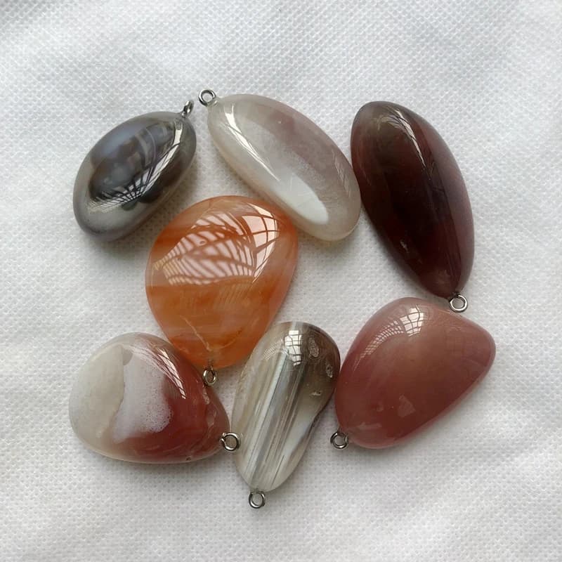 Pendentif en perles d'agate du Botswana, lot de 2 pièces mixtes polies, pierres précieuses naturelles en vrac, pour collier de bijoux, 30-40mm, vente en gros