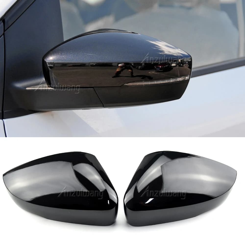 Coque de rétroviseur latéral en ABS, coque de remplacement, garniture noire, capuchons de rétroviseur, accessoires pour Volkswagen VW Polo MK5 6R 6C, 2 pièces