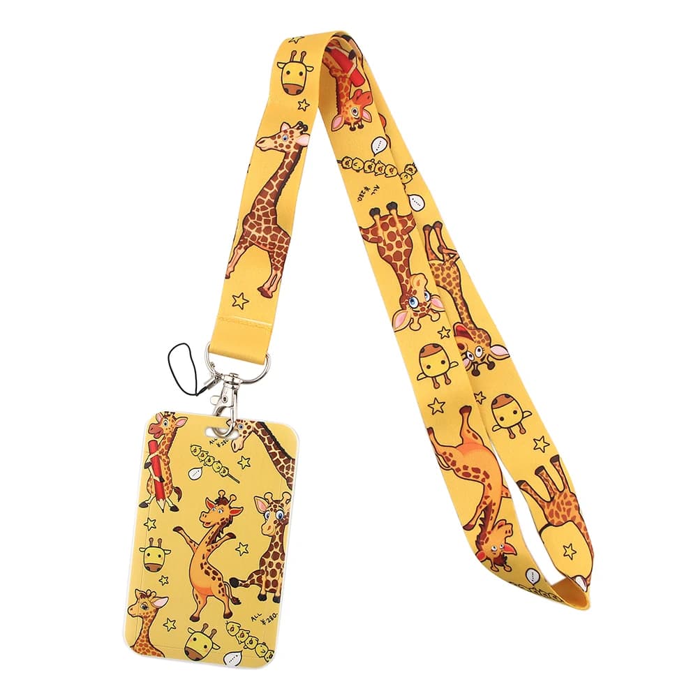 ER519 – lanière de cou jaune girafe pour carte d'identité, porte-Badge USB pour téléphone portable, cordon de suspension à faire soi-même