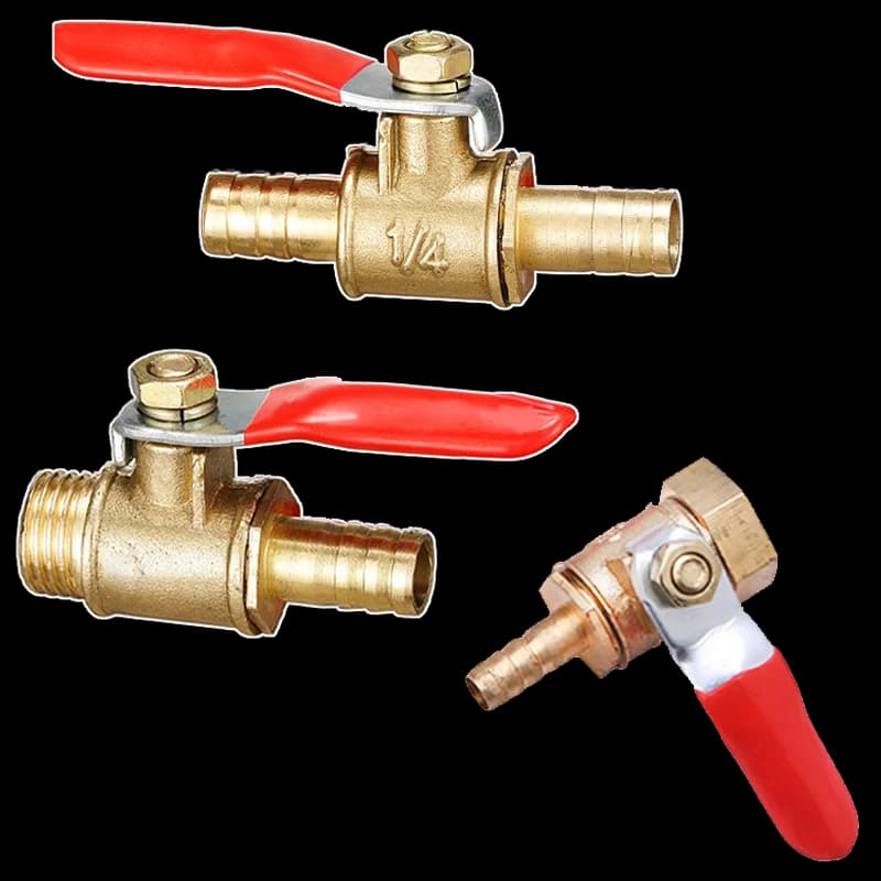 Robinet à tournant sphérique en laiton, tuyau de 4 à 12mm, filetage mâle 1/8''1/2''1/4'', joint à filetage femelle, joint droit, pour eau, huile, tuyau de carburant, 1 pièce