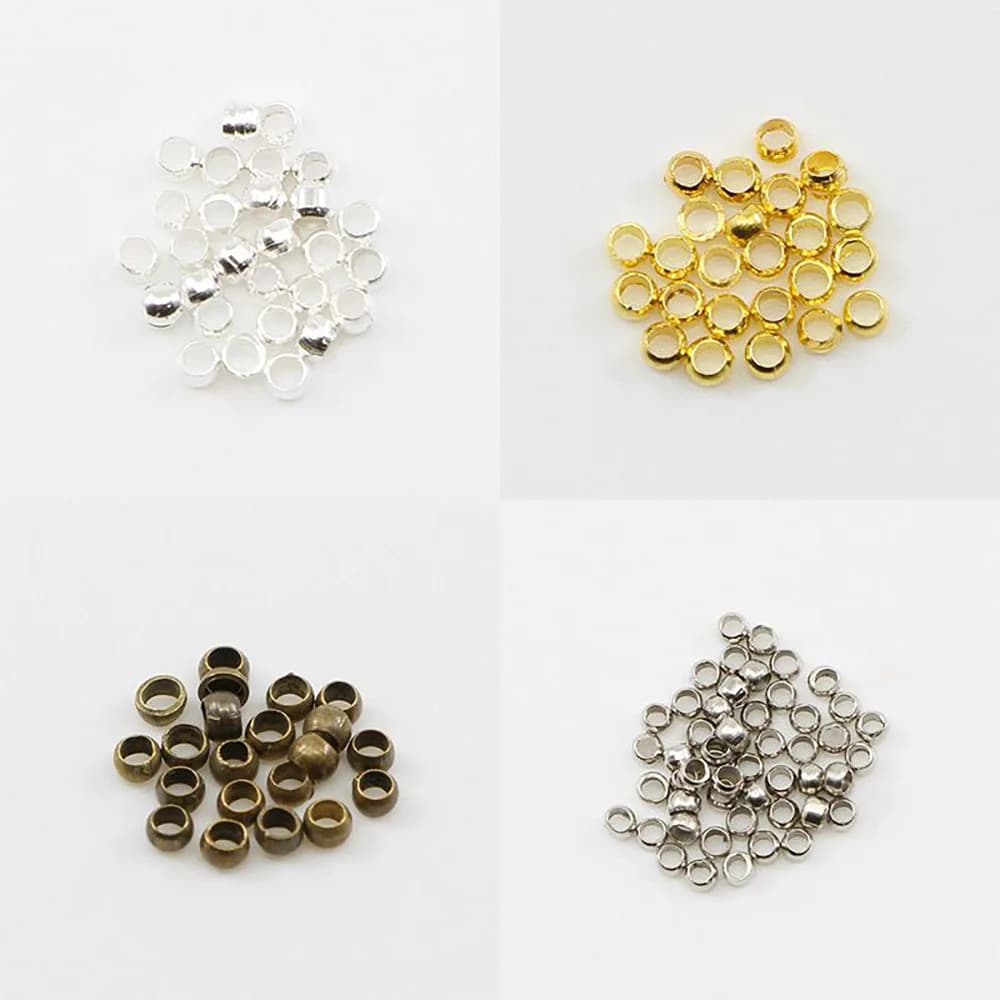 500 pièces/lot, perles à sertir en cuivre doré, diamètre 2, 2,5, 3 mm, perles d'arrêt et d'espacement pour la fabrication de bijoux DIY, accessoires et fournitures.