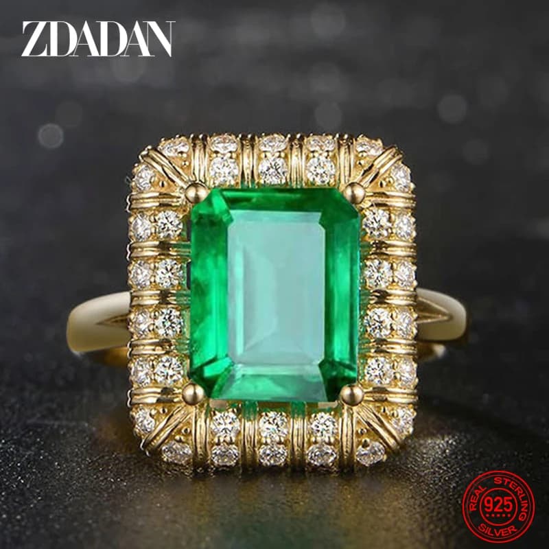 ZDADAN – bagues en argent Sterling 925 avec émeraude pour femmes, bijoux de mariage, cadeau