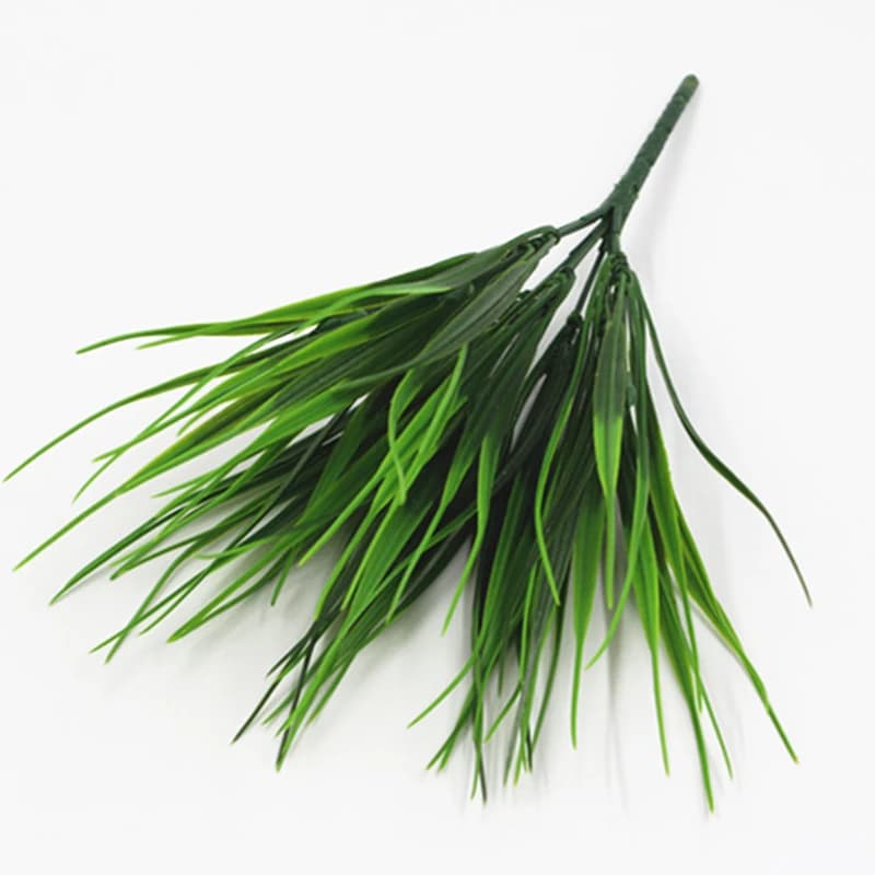 Plante d'herbe artificielle en plastique à 7 branches, Imitation d'herbe verte, fausse plante, décoration de maison, jardinage, décoration extérieure