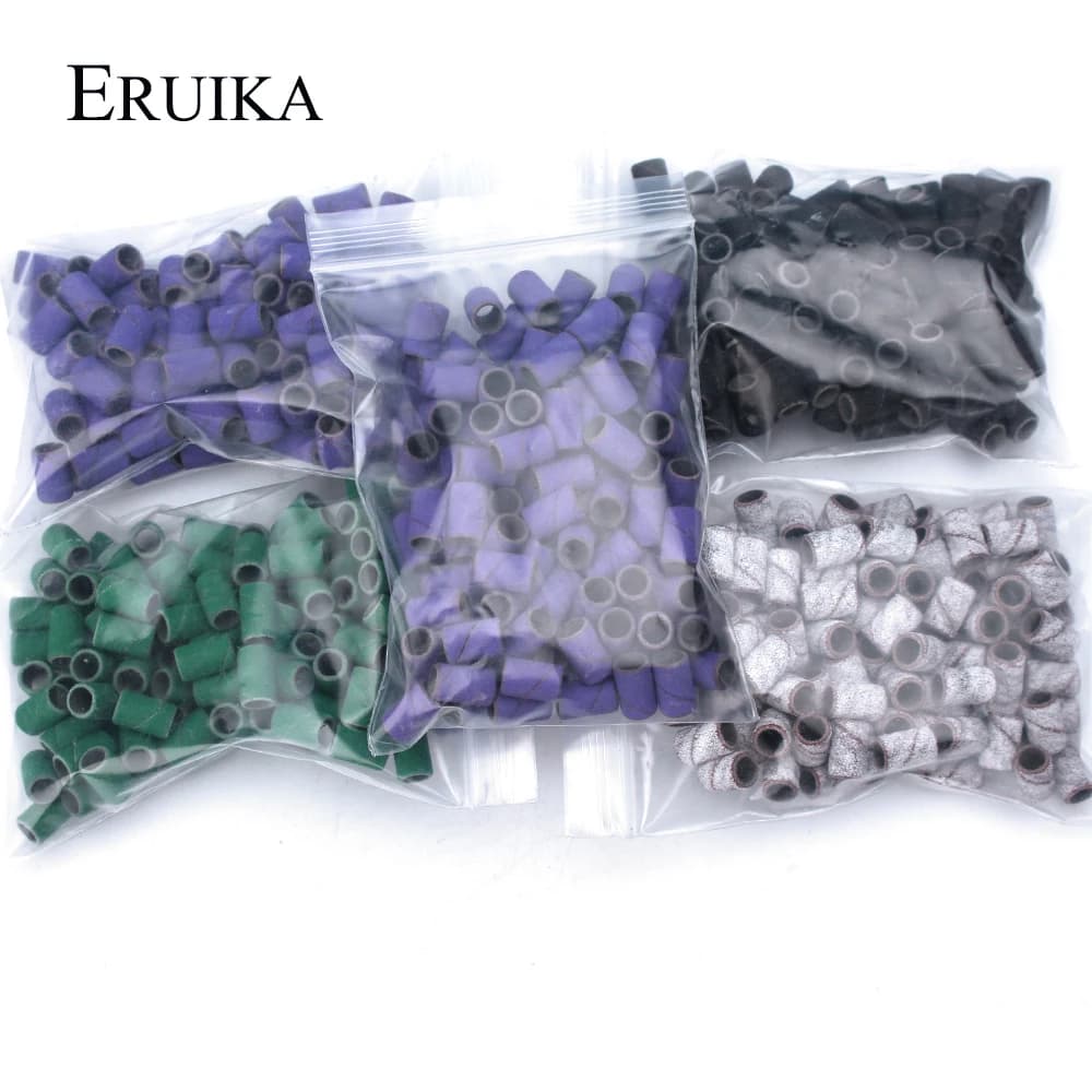 ERUIKA-Bandes de Ponçage pour Perceuse à Ongles Électrique, Accessoires de Verhéritage à Gel, Outil de Manucure et Pédicure, Violet et Vert, 100 Pièces