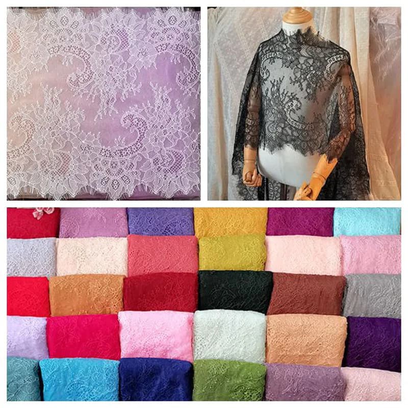 1.5 mètres/pièce 33CM de large cils doux Chantilly dentelle garniture bricolage dentelle de mariage tissu français 44 couleurs