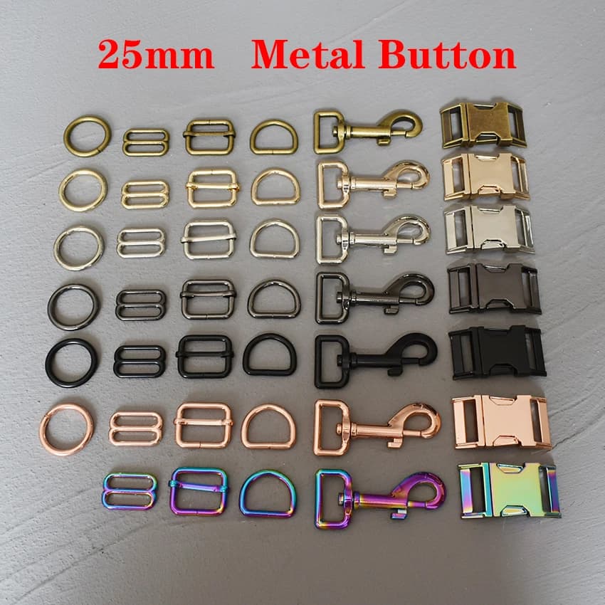 Boucle coulissante en métal réglable de 25 mm, 1 pièce, avec anneau en D ou anneau en O, mousqueton pour sangle de sac, disponible en 7 couleurs différentes, accessoires DIY