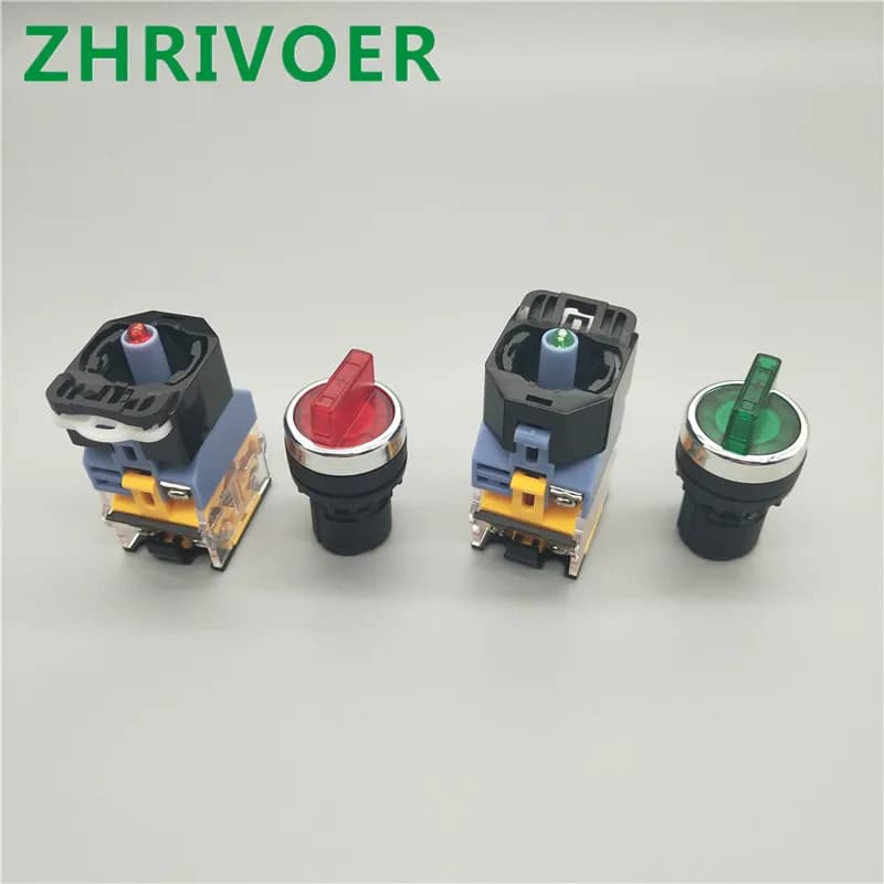 Interrupteur rotatif à bouton, 22mm LA38-11XD/2 LA38-20XD/3 avec lumière, sélecteur autobloquant, Position 2/3 10A/440V