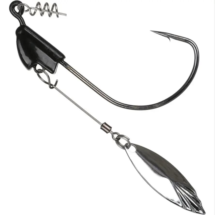 Hameçon de pêche en mer pesé, avec verrou torsadé, tête de gabarit, lame rotative, crochets à poisson larges, 2 pièces