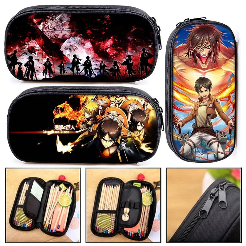 Trousse à crayons attaque des titans, trousse à crayons, sac de papeterie pour enfants, trousse scolaire, Levi Mikasa Eren, garçon et fille