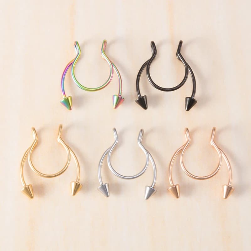 Faux clous de Septum en acier chirurgical, 1 pièce, faux Piercing, anneaux de nez, cerceau, faux anneau de nez, bijoux de nez Non percés pour femmes