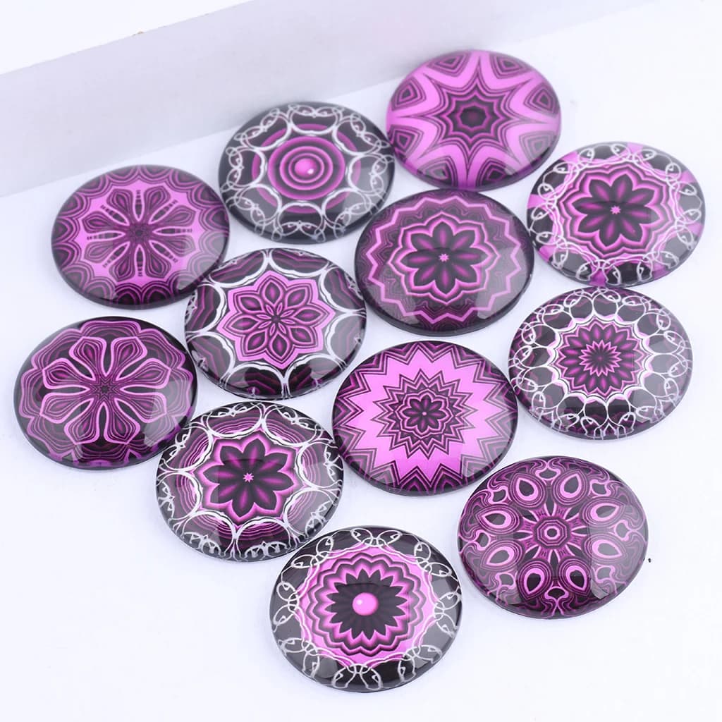 Reidgaller-Cabochon en Verre à Motif Violet Mixte, Fournitures pour la Fabrication de Bijoux, 10mm, 12mm, 16mm, 20mm, 25mm, DIY