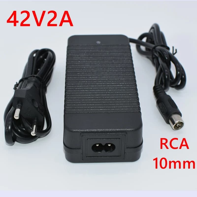 Chargeur 36V RCA 10mm, connecteur Lotus, sortie 42V 2a, pour vélo électrique, Powerboard, batterie au Lithium, Charge pour Scooter