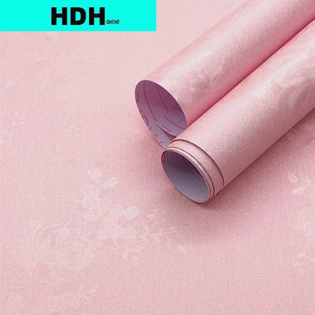 Papier Peint Auto-Adhésif Rose Solide Imperméable à Motif Floral, Décoration de Meubles et de Chambre à Coucher