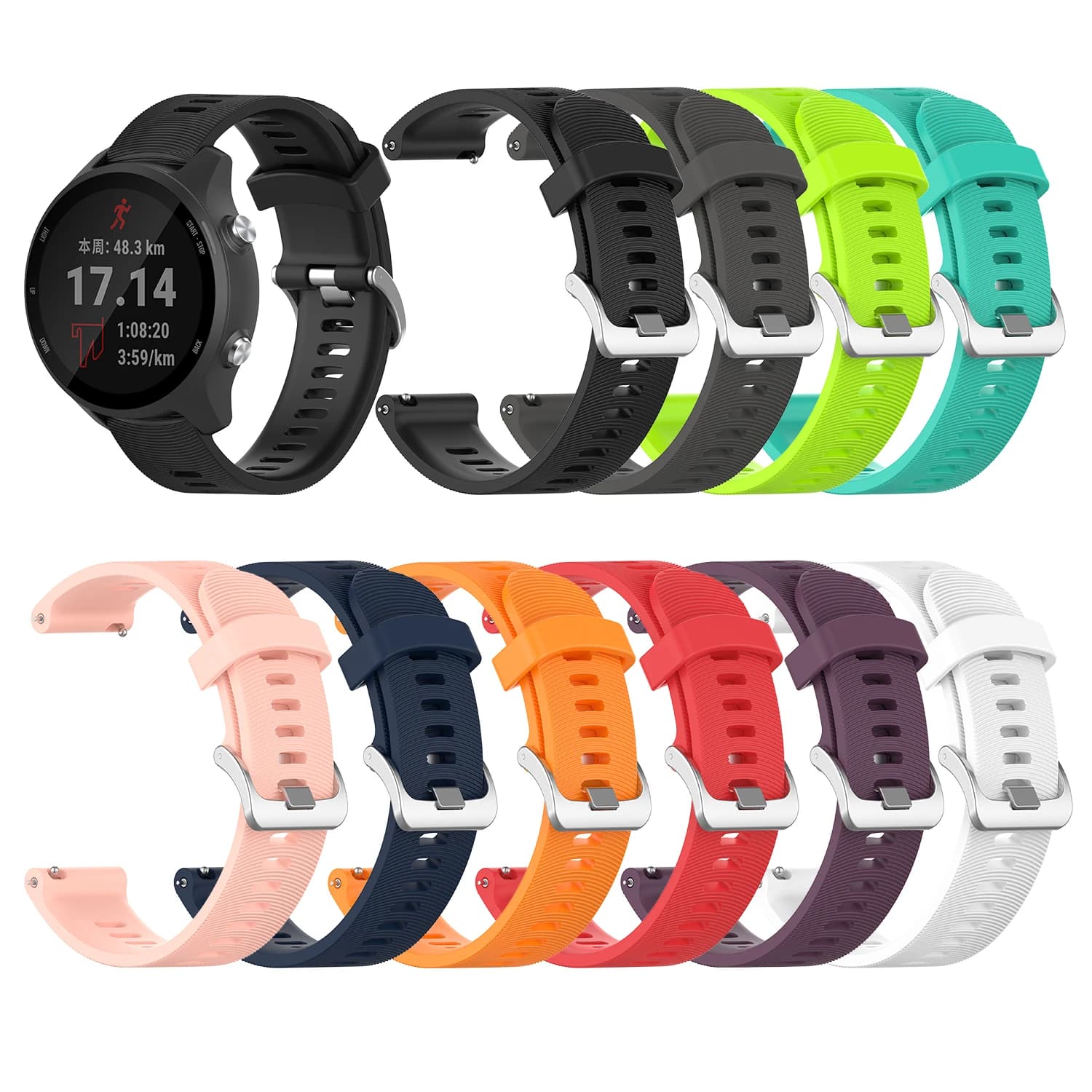 Pour Garmin 245 Bracelet officiel Bracelet de montre en Silicone Bracelet de sport pour Forerunner 245M/645/Vivoactive 3/Venu/Venu SQ 20mm Bracelet