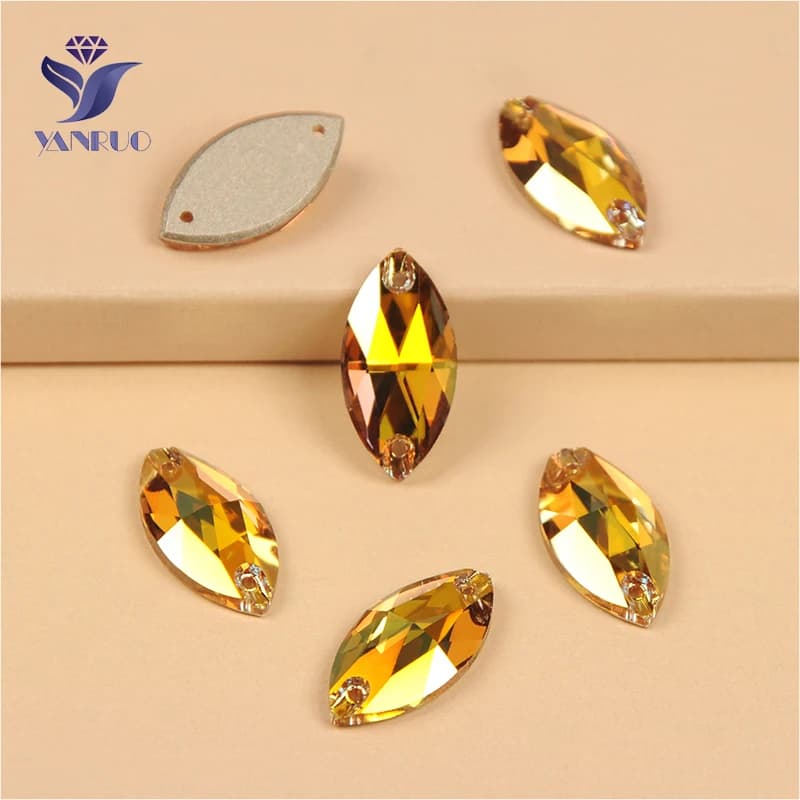 YANRUO 3223 toutes tailles soleil métallique yeux de cheval paillettes cristal Couture Strass dos plat verre Strass coudre sur pierres