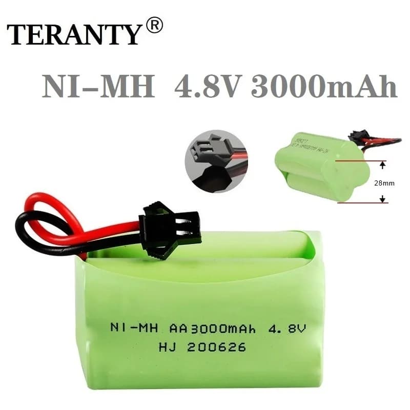 Batterie rechargeable NiMH 4.8v 3000mAh pour voitures RC, robots, chars, canons, bateaux, modèle T avec prise SM, pack de batteries AA 4.8v