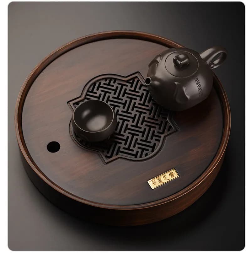 Service à thé en bambou rond, rangement de l'eau, thé chinois, Borad, Kung Fu, table à thé, design rétro, grille de fenêtre