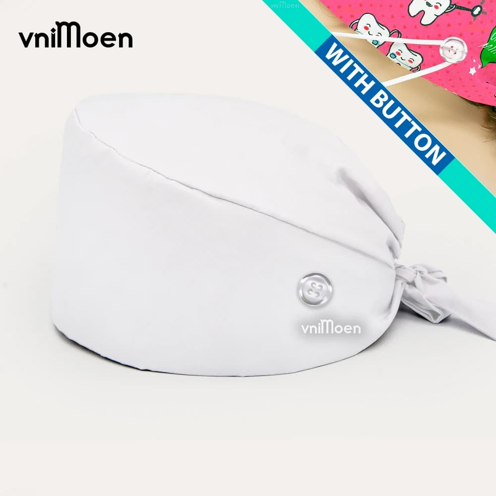 Chapeaux d'allaitement blancs, casquette de travail réglable pour médecin, chapeau de travail avec bouton, casquette bandeau, support queue de cheval, chapeaux à nouer pour femmes