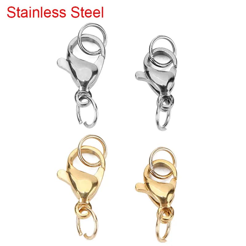 Fermoirs à homard en acier inoxydable, 20 pièces, 10mm 12mm, crochets pour collier, Bracelet, connecteurs de couleur or, adaptés aux fournitures de fabrication de bijoux à faire soi-même