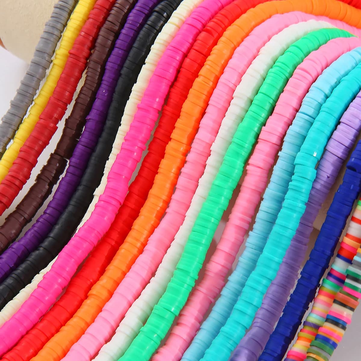Perles plates et rondes en argile polymère de 4mm, 350 pièces, tranche d'espacement de disque, pour bricolage, fabrication de bijoux, boucles d'oreilles, Bracelet fait à la main