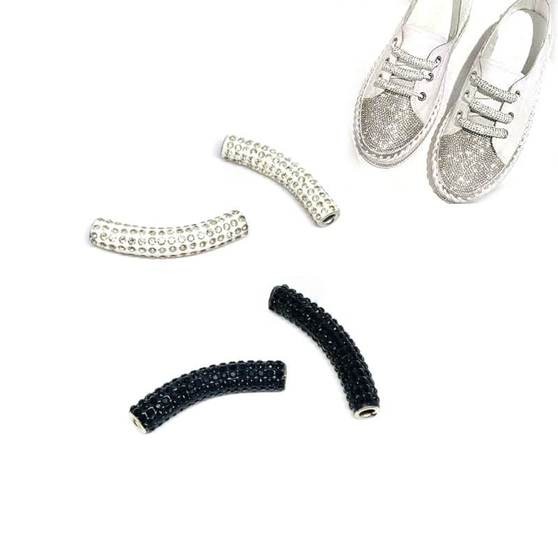 2 pièces lacets en métal cristal décoration boucle tubulaire mode chaussures boucles pour bricolage chaussures sac matériel décoration accessoires