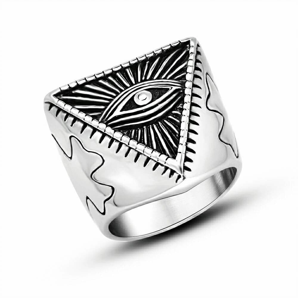 Bague œil de Dieu en acier inoxydable rétro pour hommes, punk, hip hop, rue, bijoux fantaisie, cadeaux