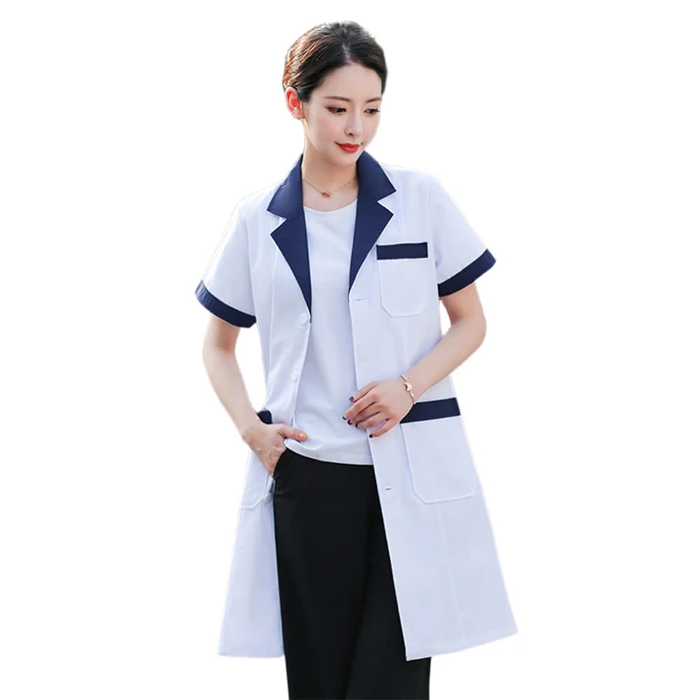 Manteau de soins infirmiers pour femmes, uniforme de laboratoire, vêtements de travail de santé à manches courtes, manteau d'animalerie, uniforme d'esthéticienne d'été, vêtements de travail pour Salon