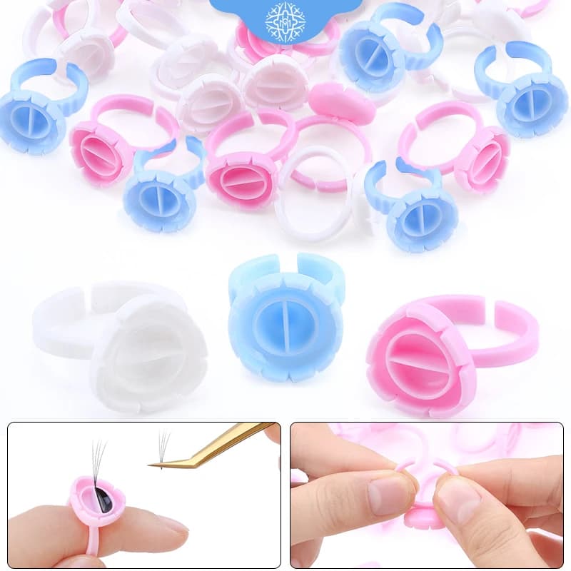 Anneaux d'extension de cils de poulet, tasse d'éventail de colle de cils, support de doigt, volume facile à faire, outils de fournitures de maquillage, nouveau, 50 pièces, 100 pièces