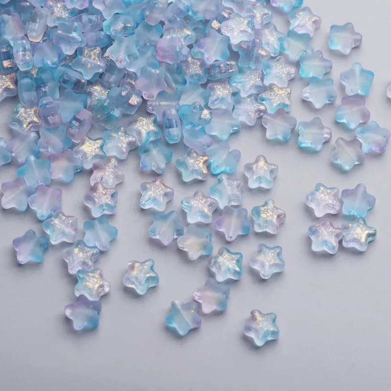 Perles étoiles de couleur dégradée givrée de 8mm, 50 pièces/lot, perles d'espacement amples en verre tchèque pour la fabrication de bijoux, accessoires de bricolage faits à la main